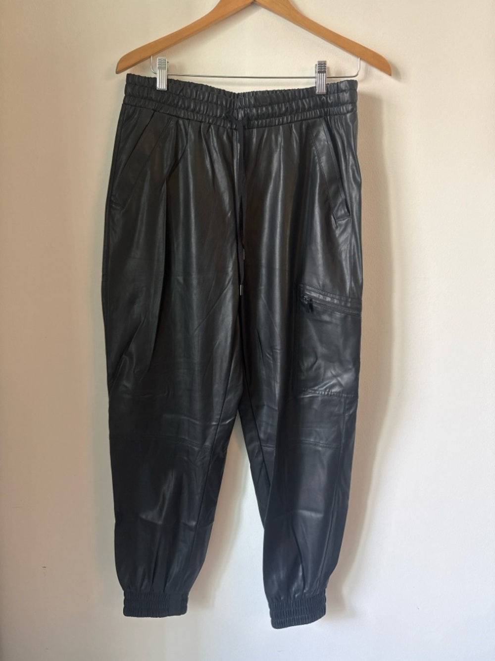 Karl Lagerfeld Black Faux Leather Joggers